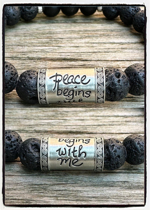 'Peace begins with me' wrist mala