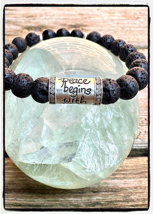 'Peace begins with me' wrist mala