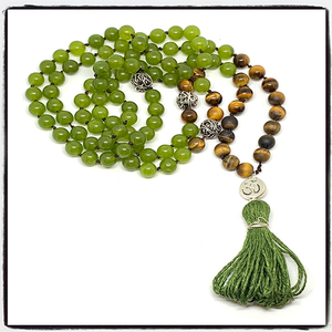 BALANCE OF COURAGEOUS SERENITY~ Olive jade, tiger eye and silver
