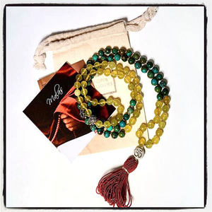 COMMUNICATOR OF COMPASSION MALA ~ Tibetan Turquoise, Olive Jade