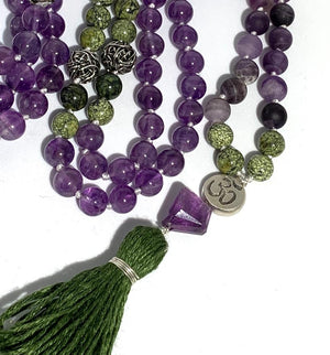 NUTURING PEACE MALA - Amethyst and Serpent Jasper