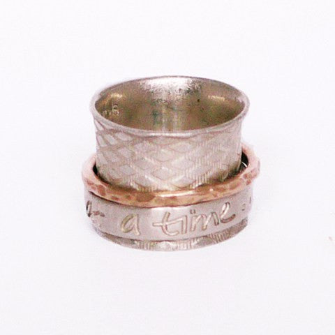 Diamond Meditation Ring in Silver & Rose Gold