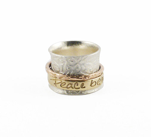 Paisley Meditation Ring in Silver & Gold